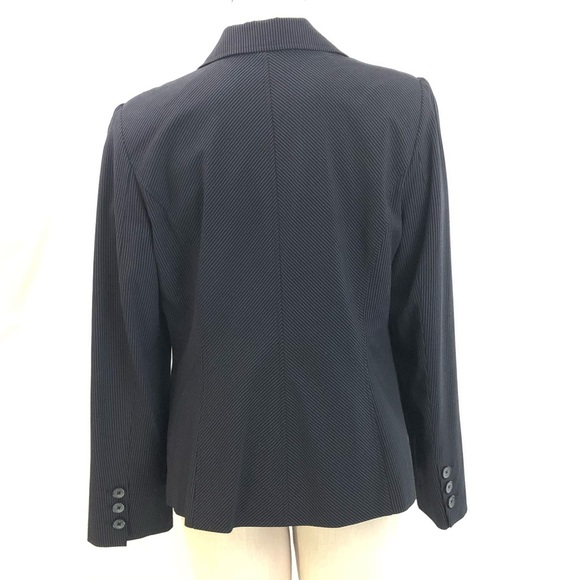 Apt.9 Black Blazer Jacket White Pinstripe 3 Button front Size 16 NWOT - Picture 3 of 13